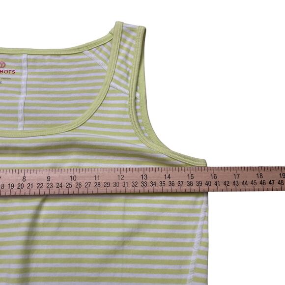 Talbots T Tank Top Women's S Neon Green White Stripe Activewear Fitness Workout - Picture 7 of 9